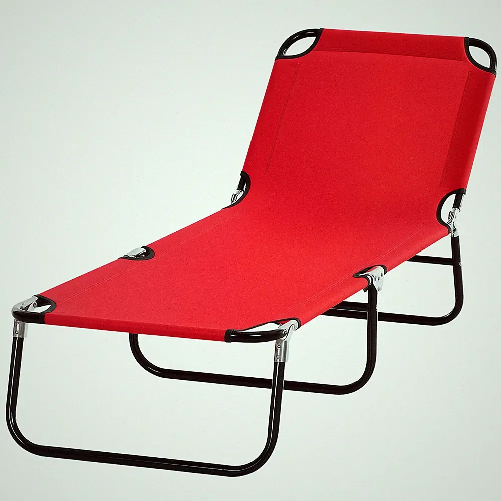 5-Position Poolside Lawn Reclining Beach Chair Chaise Lounge Folding Sun Lounger