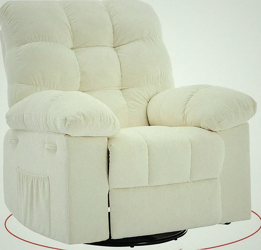 90-150° Lounge Recliner Chair Manual Swivel Rocker High Back Nursery Glider Seat