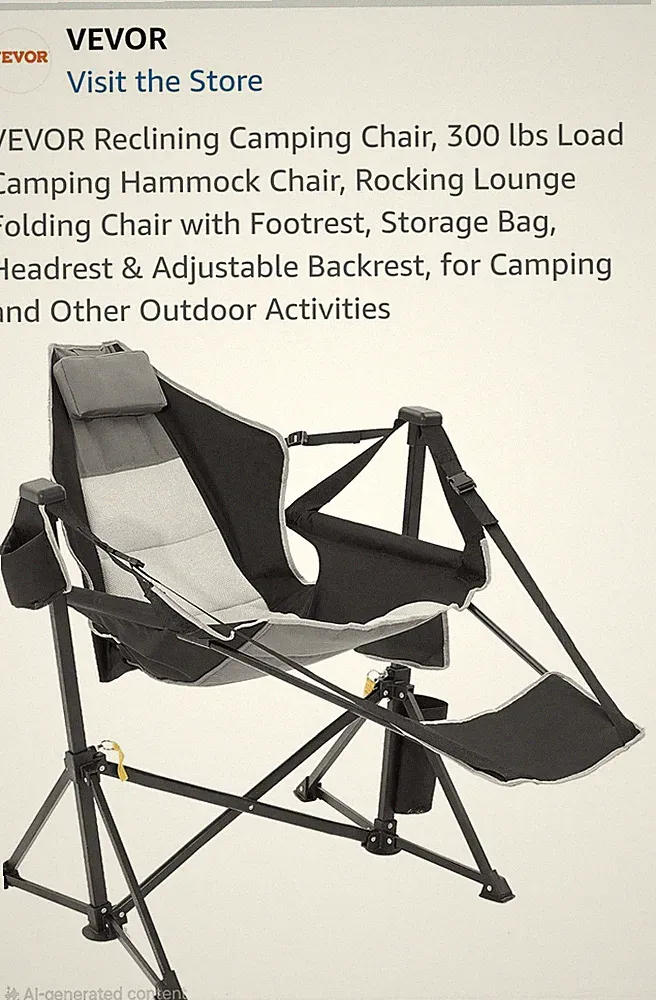 Folding, Reclining, Chair Swing With Foot Rest. Cap/300lb. PICK UP ONLY NO SHIP