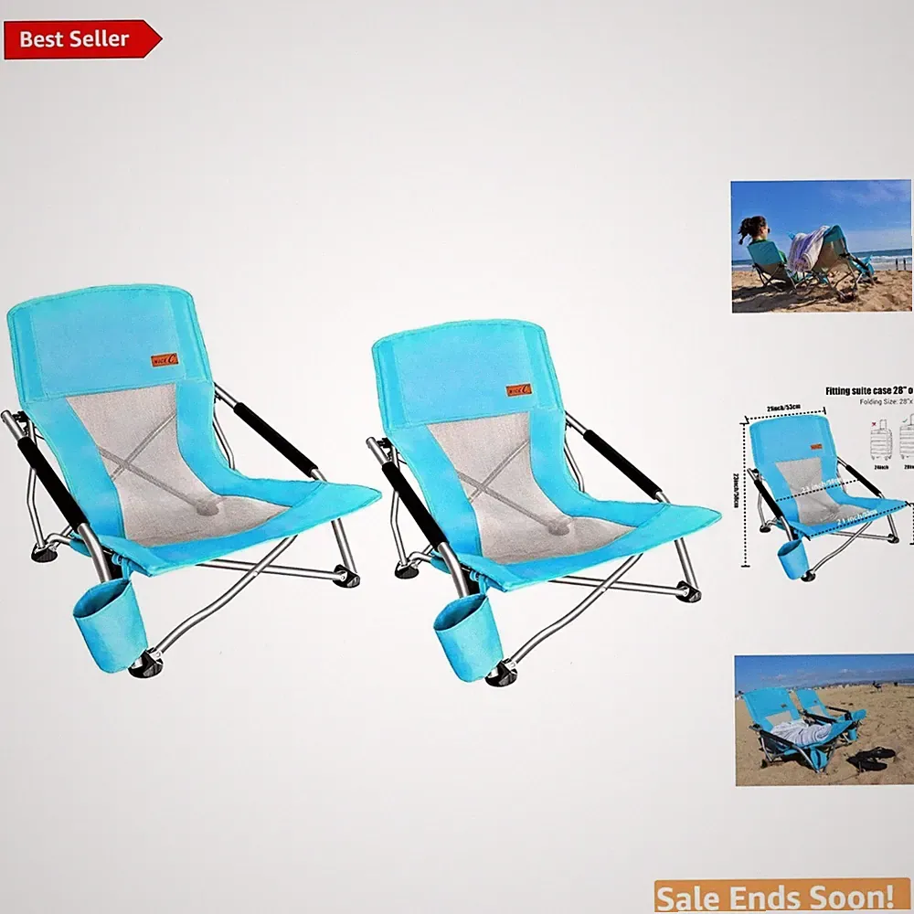 Lightweight Beach Chairs 2-Pack - Perfect for Camping Festivals and Relaxation