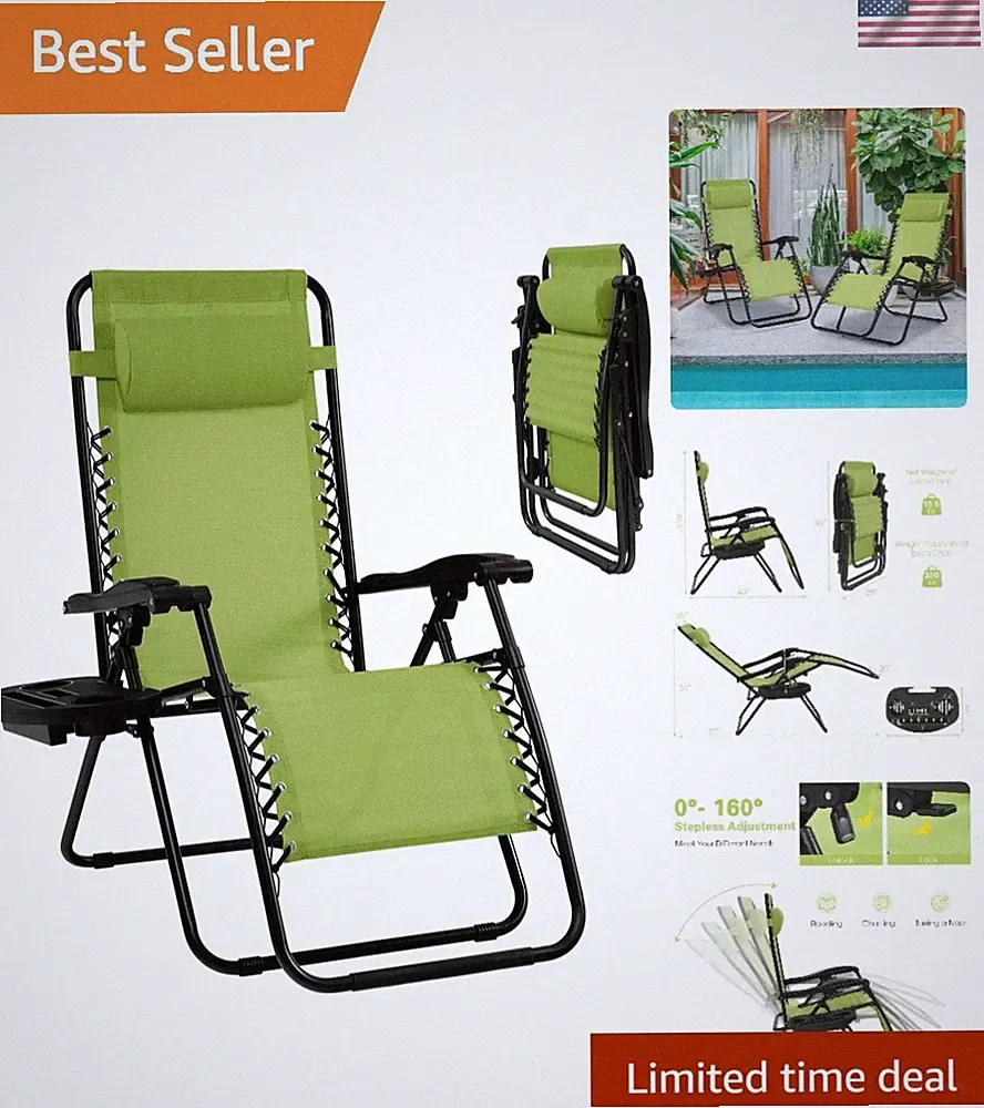 Portable Zero Gravity Folding Recliner - Perfect for Beach, Camp, and Home Use