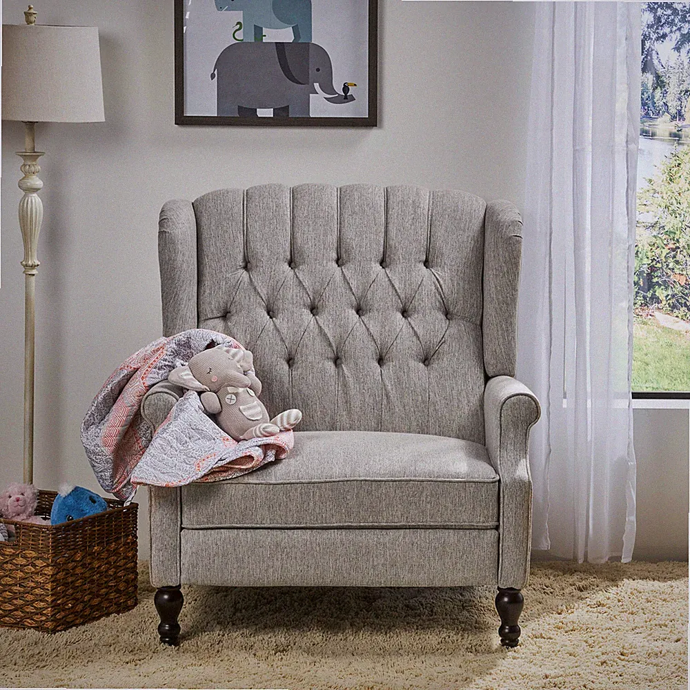 Salome Oversized Tufted Fabric Push Back Recliner